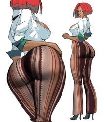 big_ass dat_ass forbidden_pants giovanna_(guilty_gear) guilty_gear looking_at_viewer looking_back red_hair thick_ass thick_thighs
