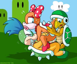 2008 bow bracelet brainsister brother_and_sister claws eyelashes eyeshadow female hammer_bros. high_heels incest koopa koopaling koopalings larry_koopa lipstick male mario_(series) necklace nintendo pearl_necklace polka_dots shell spiked_shell spikes straight_hair tail the_super_mario_bros._super_show! wendy_o._koopa