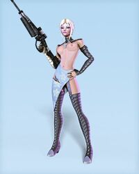 breasts color female female_only firearm front_view gun human mai_hem nipples perfect_dark rifle solo standing weapon