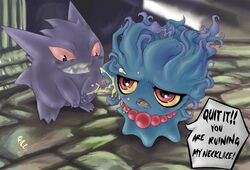 ambiguous_gender bcs cum cum_on_face gengar male masturbation misdreavus nintendo pokemon tagme