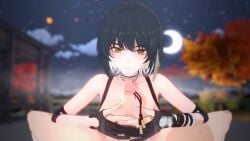 1boy 1girls 3d animated bare_shoulders big_breasts black_hair boobjob breast_squeeze breasts breasts_out breasts_squeezed_together censored cum cumshot female_rover_(wuthering_waves) koikatsu large_breasts light-skinned_female light-skinned_male light_skin looking_at_viewer male_pov moaning open_mouth outdoors outside paizuri paizuri_lead_by_female pov rover_(wuthering_waves) ruined_orgasm selfcest shinaosumata smile sound tagme thrusting titjob video wuthering_waves