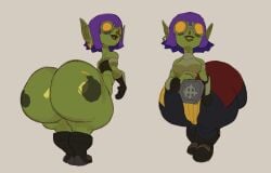 goblin goblin_female goggles hyper_ass purple_hair smiling undergroundj