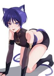 catboy chobonu clothed digital_media_(artwork) femboy genshin_impact male_focus male_only scaramouche_(genshin_impact) solo solo_male tongue_out twink