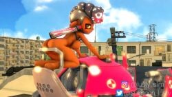 3d ass breasts completely_nude completely_nude_female exhibitionism female female_only looking_back lusty_sfm octoling octoling_girl robot splatoon watermark