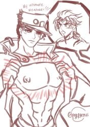 2boys dio_brando gay jojo's_bizarre_adventure jotaro_kujo male male_nipples male_only muscular_male pecs poppyrous stardust_crusaders yaoi