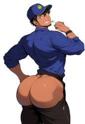 1boy ai ai_generated ass_cutout ass_out big_ass big_ass_(male) big_butt dark-skinned_male huge_ass huge_butt male male_only muushya presenting_hindquarters solo solo_male