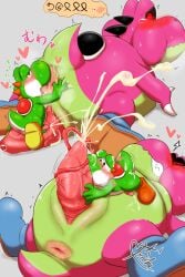 absurd_res ambiguous_gender anal animal_genitalia anthro ass bodily_fluids cum cumshot digital_drawing_(artwork) digital_media_(artwork) digital_painting_(artwork) dinosaur dragon duo ejaculation extinct genital_fluids genital_slit genitals green_body green_yoshi hi_res male male/ambiguous mario_(series) mario_and_luigi_(series) mythological_creature mythological_scalie mythology namoke nintendo oral orgasm orgasm_face overweight penis prehistoric_species purple_body red_eyes reptile rimming scalie sex smile tailbutt wide_crotch yoob yoshi yoshi_(character)