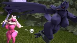 3d 3d_(artwork) baek-myo corviknight nintendo pokémon_(species) pokemon tinkaton