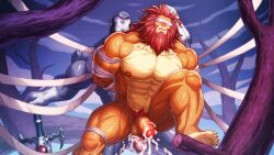 after_anal after_orgasm after_sex balls bara barazoku blindfold cum cum_in_penis flaccid gay hands_behind_head king_claudus male male_only muscles muscular nude panthro penis scars spread_legs sweat sweating thundercats thundercats_2011 zelo-lee