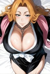 1girls ai_generated arm_support ass bare_legs big_breasts bleach blue_eyes breast_focus breasts_bigger_than_head busty chain_necklace chains female female_only hanging_breasts haori hourglass_figure huge_ass huge_breasts kimono large_breasts lewisai light-skinned_female light_skin long_hair looking_at_viewer lying_down lying_on_back massive_breasts matsumoto_rangiku mature mature_female mature_woman nai_diffusion necklace no_bra no_bra_under_clothes oppai orange_hair panties patreon_username plump robe sagging_breasts scarf seducing seduction seductive seductive_body seductive_eyes seductive_gaze seductive_look seductive_mouth seductive_pose seductive_smile shiny shiny_hair smile solo solo_focus stable_diffusion sweat thick_body thick_thighs thighs top_heavy top_heavy_breasts url very_long_hair voluptuous voluptuous_female watermark web_address wide_hips wide_sleeves