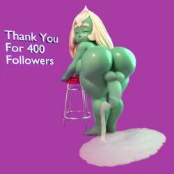 3d animated ass_focus ass_shake backsack bent_over cock-tail cum cumming follower_celebration futa_only futanari gem_(species) gemsona green_skin handsfree_ejaculation looking_at_viewer meatmench_(artist) milestone_celebration numbername15 olivine_(minerva_gems) smiling sound steven_universe tagme twerking video