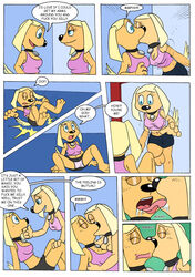 ass brandy_&_mr_whiskers brandy_harrington canine clothes clothing comic darkyamatoman disney disney_channel english_text female french_kiss furry mirror panties selfcest skirt speech_bubble text toon_disney upskirt x-ray