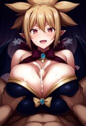 ai_generated big_breasts bimbo blonde_hair breasts clothed_female_nude_male clothed_paizuri disgaea gigantic_breasts huge_breasts large_breasts looking_at_viewer male_pov massive_breasts paizuri penis pov rozalin tagme