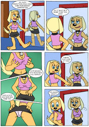 ass brandy_&_mr_whiskers brandy_harrington canine clothes clothing comic darkyamatoman disney disney_channel english_text female furry mirror panties skirt speech_bubble text toon_disney upskirt