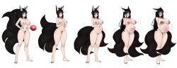 1girls animal_ears belly big_belly black_hair breasts corruption_of_champions_ii female fox_ears fox_tail impregnation internal kitsune nipples pregnant pubic_hair pussy sequence solo suiin white_background x-ray