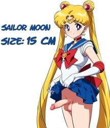 1futa ai_generated balls bishoujo_senshi_sailor_moon blonde_hair blue_eyes clothed clothing dickgirl english_text erect_penis erection futa_only futanari intersex kame_g light-skinned_futanari light_skin long_hair long_penis penis sailor_moon scrotum skirt solo_futa testicles text uncensored usagi_tsukino