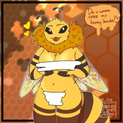 anthro bee bee_girl big_breasts breasts censored female furry hadisuffer insect_humanoid insectoid monster naked naked_female non-human oc original original_character pussy