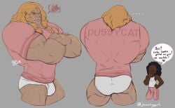 ass balls bara body_hair bulge crossed_arms facial_hair flaccid jinsonlygurl long_hair male male_only marvel marvel_comics muscles muscular pantsless penis sabretooth shirt speech_bubble underwear victor_creed x-men