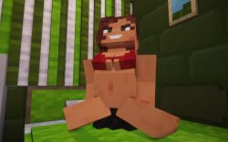 1girls dildo dildo_in_ass minecraft oc on_bed original original_character sex_toy vproda