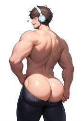 1boy ai ai_generated ass_focus big_ass big_ass_(male) big_butt headphones huge_ass huge_butt male male_only muushya