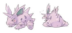 alasurth anus blush feral horn male male_only nidorino nintendo plain_background pokémon_(species) pokemon pokemon_(species) purple_eyes teeth video_games