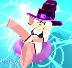 1girls 3d armwear bikini braces cleavage eyewear female female freckles freckles_on_face heterochromia legwear light-skinned_female light_skin looking_at_viewer melanie_thompson_(melinajbt) melinajbt minecraft nipple_bulge pool smile smiling smiling_at_viewer solo solo_female stockings tagme white_hair witch_hat