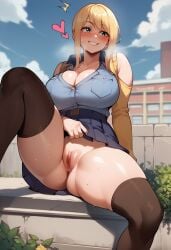 ai_generated artcalypse fairy_tail lucy_heartfilia spread_legs stockings thiccwithaq_(ai_style)