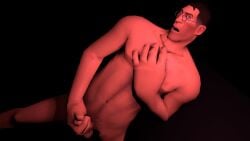 3d chest_hair dilf glasses hand_on_chest happy_trail holding_penis jerking_off jokisenpai looking_at_viewer male male_only masturbation medic_(team_fortress_2) nude older_male penis sfm source_filmmaker standing team_fortress_2