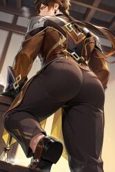 ai_generated ass_focus bara fetish gay genshin_impact hot mebekingcock muscular naked sweaty veiny yaoi zhongli_(genshin_impact)