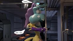 16:9 3d anthro anthrofied armwear ass bandai_namco big_ass big_breasts breasts canid canine clothed clothing digimon digimon_(species) digital_media_(artwork) duo facesitting female female/female generation_2_pokemon hi_res legendary_pokemon mammal mostly_nude nintendo partially_clothed pokemon pokemon_(species) renamon sitting_on_another space_station suicune suicune_queen_(artist) thick_thighs wide_hips widescreen