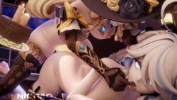 3d anal animated furina_(genshin_impact) futa_on_female futanari genshin_impact hoyoverse intersex magic navia_(genshin_impact) nioraq no_sound soles splits uncensored video