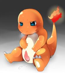 blue_eyes blush charmander cum lizard male male_only nintendo penis pokémon_(species) pokemon precum reptile scalie solo sweat video_games white_monkey