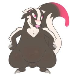 2025 alpha_channel anthro badger balls black_body black_fur blush claws deep_navel digital_media_(artwork) eyelashes feet finger_claws fingers flaccid flat_colors foreskin front_view full-length_portrait fur genitals hands_on_hips hybrid male mammal mephitid multicolored_body multicolored_fur mustelid musteline navel nude open_mouth open_smile overweight overweight_anthro overweight_male pear-shaped_figure penis pink_eyes pink_nose pinnip_(pinnipip) pinnipip portrait raised_tail semi-anthro simple_background skunk small_penis smile snout solo standing tail thick_thighs toe_claws toes transparent_background two_tone_body two_tone_fur white_body white_fur wide_hips