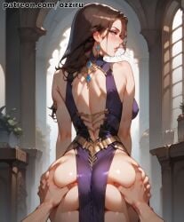 absurd_res ai_generated aphrodite ass ass_focus ass_grab brown_hair female god_of_war goddess hi_res highres long_hair ozziru patreon self_upload uncensored