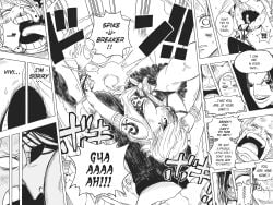 2girls alternative_universe backbreaker boston_crab breasts catfight clothing defeated defeated_heroine female female_focus female_only femsub forced_submission futa_only futanari heroine_in_trouble is159753 knocked_out miss_doublefinger nami_(one_piece) one_piece passed_out ryona text unconscious zala_(one_piece)