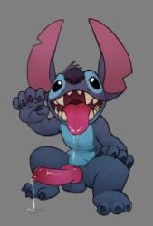 2024 3_toes 5_fingers alien animal_genitalia animal_penis balls black_eyes blue_body blue_claws blue_nose bodily_fluids canine_genitalia canine_penis claws colored_sketch disney drooling erection experiment_(lilo_and_stitch) feet feral fingers genital_fluids genitals grey_background hi_res knot knotted_penis lilo_and_stitch looking_at_viewer male male_only notched_ear open_mouth open_smile penis precum saliva simple_background sketch smile solo stitch_(lilo_and_stitch) teeth teeth_showing toes tongue tongue_out tuft zyrusfluf