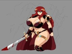 agatha_(bak_stolb) armor armored_female bak_stolb breasts eyes_blues goddes_of_archangelo goddess queen_of_archangelo red_hair sword