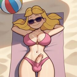 after_masturbation aged_up ai_generated beach beach_ball big_breasts bikini blonde_hair clifford_the_big_red_dog cum cum_on_self emily_elizabeth erection futanari intersex long_hair older pbskids penis solo solo_futa sunglasses tinted_eyewear