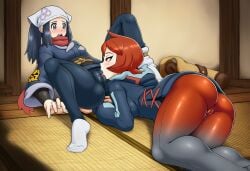 ai_generated akari_(pokemon) arezu_(pokemon) cameltoe cunnilingus cunnilingus_through_clothes licking_pussy pokemon yuri