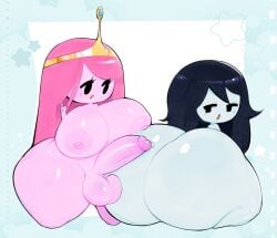 1futa 1girls adventure_time areolae ass balls black_hair breasts cartoon_network chibi chibi_style cleavage erect_penis female female_focus futa_focus futanari grey_skin hips hyper hyper_ass hyper_breasts large_ass large_breasts large_penis large_testicles marceline mu111777 niggawhat nipples nude nude_female penis pink_hair pink_skin precum precum_bubble princess_bubblegum shortstack testicles thick_thighs thighs tiara wide_hips