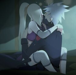 1boy 1girls adult_and_teenager bedroom before_sex bike_shorts blonde_hair blush breasts broken_mask closed_eyes damaged_clothes dark_room elbow_pads feet female gloves groping hatake_kakashi indoors ino_yamanaka kissing long_hair male/female midriff multiple_girls naruto naruto_(series) naruto_shippuden night older_male older_male_and_younger_female optimystic pants ponytail ripped_clothing romantic romantic_couple shirt silver_hair sitting sitting_on_lap sitting_on_person skirt sleeveless sleeveless_shirt straddling tied_hair torn_clothes undressing very_long_hair younger_female