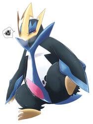 2015 animal_genitalia ass avian bird blue_eyes blush claws cum empoleon erection feral half-closed_eyes looking_at_viewer lying male male_only nintendo nude open_mouth panting penguin penis plain_background pokemon presenting shadow solo spread_legs spreading sweat video_games white_background あぁち