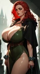 ai ai-created ai_art ai_generated big_breasts big_breasts big_breasts boobs_bigger_than_head breasts breasts dnd dnd_character gigantic_breasts huge_boobs huge_breasts huge_breasts red_hair rogue theft thief tits_bigger_than_head