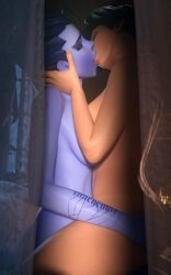 2025 2girls 3d amelie_lacroix arm_tattoo blue_hair blue_skin blue_skinned_female brown_hair closed_eyes completely_nude completely_nude_female deep_kiss duo eyeshadow female/female indoors keu keu3d kiss_on_lips kissing leg_around_partner lena_oxton lesbian_kiss long_hair multiple_girls no_visible_genitalia no_visible_nipples nude nude_female overwatch overwatch_2 short_hair side_view spiked_hair tied_hair tongue_kiss tracer voyeur voyeur_pov widowmaker window yuri