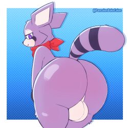 2025 absurd_res anthro artist_name ass balls bedroom_eyes bent_over big_balls big_butt black_nose digital_media_(artwork) fur genitals hair half-closed_eyes hi_res indigo_park kerchief looking_at_viewer looking_back male mammal multicolored_body multicolored_fur narrowed_eyes neckerchief neckwear pancakesbakecakes presenting presenting_hindquarters procyonid purple_body purple_ears purple_eyes purple_fur purple_hair purple_tail raccoon raccoon_tail rambley_raccoon rear_view red_kerchief red_neckerchief seductive smile solo tail text thick_thighs three-quarter_view two_tone_tail