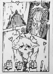 absurd_res anthro black_and_white bound bovid caprine chinese_text clothing comic duo female fur genitals hands_tied hi_res hooves internal internal_vaginal lokaner male mammal monochrome mostly_offscreen_character mostly_offscreen_male open_mouth pen_(artwork) penetration penis pussy sheep text topwear traditional_media_(artwork) twintails vaginal_penetration vaginal_penetration wang_fang white_body white_clothing white_fur white_topwear