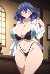1girls arisato_yu big_ass big_breasts breasts female horny_female huge_breasts kinsou_no_vermeil lingerie milf mommy purple_hair red_eyes succubus vermeil vermeil_(kinsou_no_vermeil) vermeil_in_gold