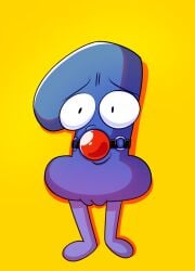 1alien 1girls algebralien alien alien_girl alien_only ball_gag ballgag battle_for_dream_island bfb bfdi blue_body blue_skin color colored female female_only gagged object_shows one_(bfdi) pussy red_ball_gag solo solo_female submissive surprised_expression the_power_of_two tirathecreator vagina x_finds_out_his_value yellow_background