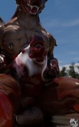 3d_(artwork) 4k absurd_res animal_genitalia animal_penis anthro balls blender_(artwork) blender_eevee blood blood_from_wound blood_on_arm blood_on_chest blood_on_face blood_on_ground blood_on_leg blood_on_penis blood_splatter bodily_fluids brown_body brown_fur campsite canine_genitalia canine_penis cut_antlers dead_eyes death death_by_penis decapitation deer digital_media_(artwork) duo duo_focus ear_pull excessive_blood forest fur genitals gnoll gore grotesque_death group guro hi_res hyena knot knotted_penis low-angle_view male mammal necrophilia penile penis pink_body pink_fur plant reverse_blowjob severed_body_part severed_head smaller_version_at_source snuff somesnowleopard tree white_body white_fur wounded yaoi