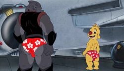 ai_generated animated gantu gay hawaiian hawaiian_flower lilo_and_stitch male male_focus male_only print_bikini print_swimsuit reuben_(lilo_and_stitch) shaking_ass shaking_butt speedo speedo_only tagme twerking undieboi22 video